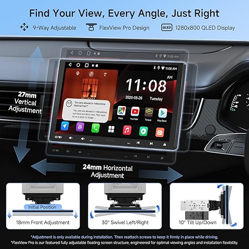 Miniatura 2 de 10.1" QLED Android Single & Double Din Car Stereo with Dash Cam, 2G+32G Wireless CarPlay Android Auto Floating QLED Touchscreen Car Radio & 1080P
