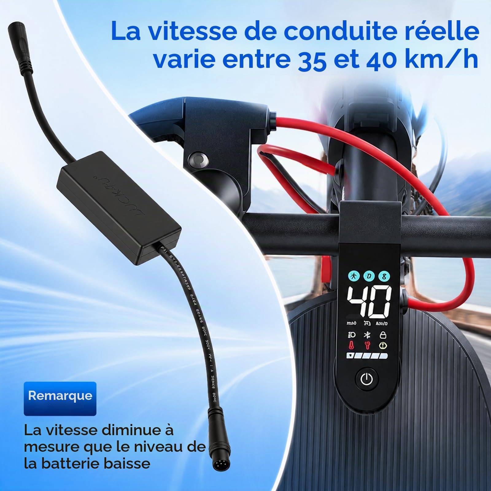 Puce De Réglage, Câble Déverrouillage pour Trottinette électrique Segway Ninebot F3/F3 Pro Amélioration La Vitesse Jusqu'à 40 Km/H La Vitesse sans Charge Bouton Déverrouillage Rapide