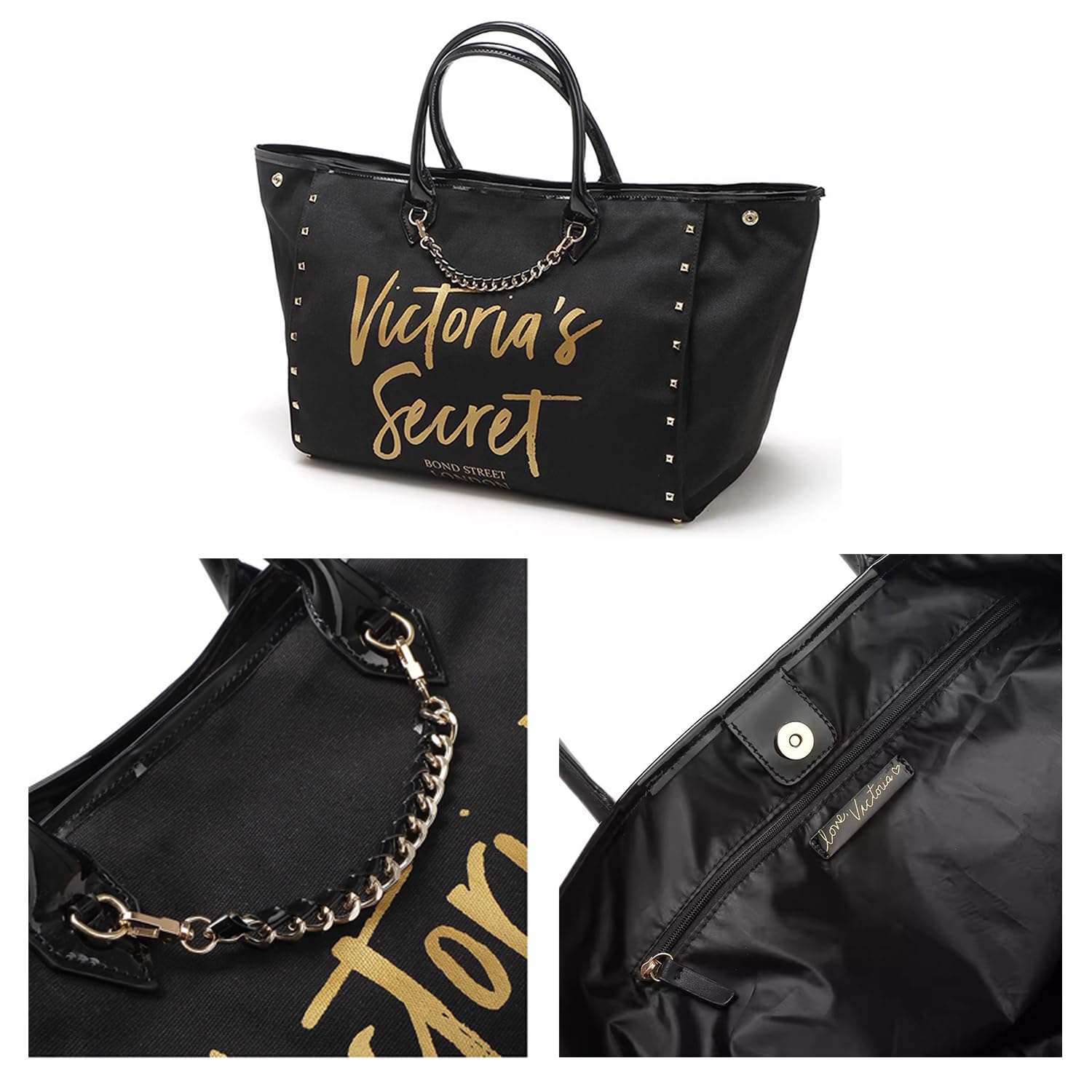Victorias Secret Borse Tote a Mano da Donna, Grande, Borsa Messenger Nero - Angel City Bag