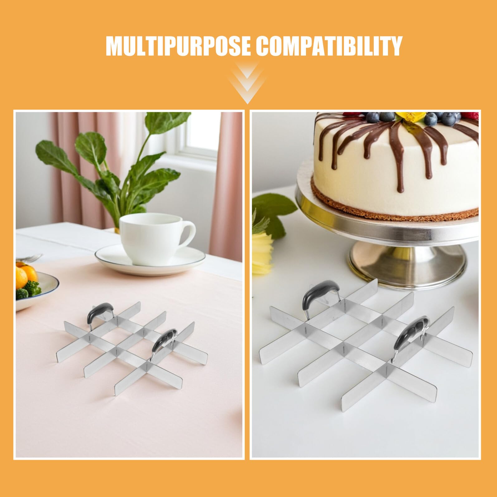 ULTECHNOVO 2pièces Séparateur à Gâteau Acier Inoxydable Diviseur à Gâteau Coupe-gâteau Outil De Pâtisserie Pour Découper Parts Support à Tarte Spatule De Transfert