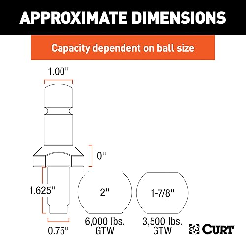 Miniatura 2 de CURT 41782 Juego de bolas de interruptor de acero cromado de 1-7/8 y 2 pulgadas, hasta 6,000 libras. GTW