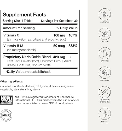 Miniatura 8 de neo40 Daily Corazón y Circulación Apoyo óxido nítrico Fórmula Suplemento Dietético Rápida disolución 30tabletas Paquete de 1 1 1