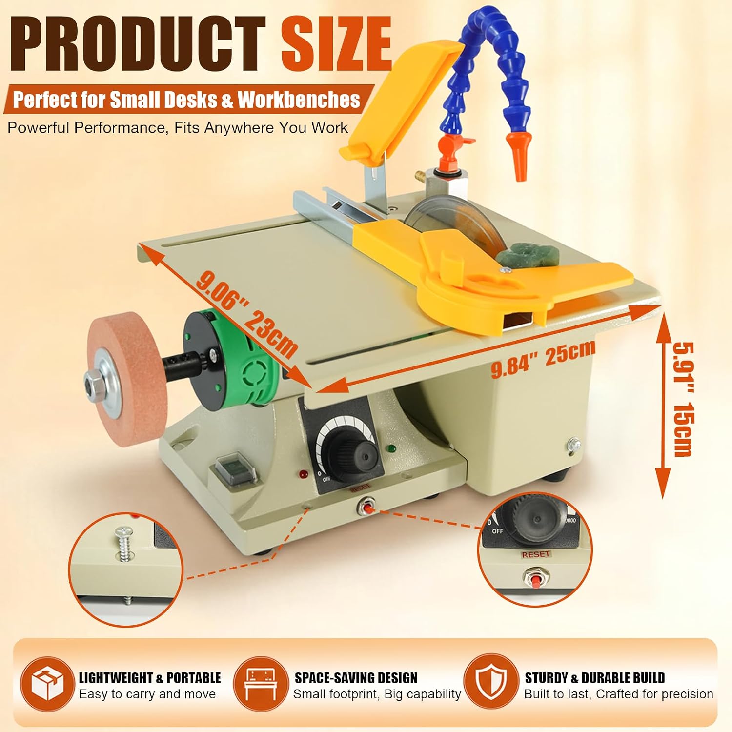 750W Lapidary Saw for Jewelry and Rock, 110V Multifunction Wet Table Saw with Water Pump & Overload Protection, Enhanced Equipment for DIY Gemstone, Jade, Rock Grinding, and Woodworking Carving
