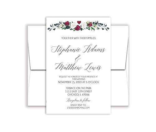 Personalized Wedding Invitation with Envelopes - Rose Arch