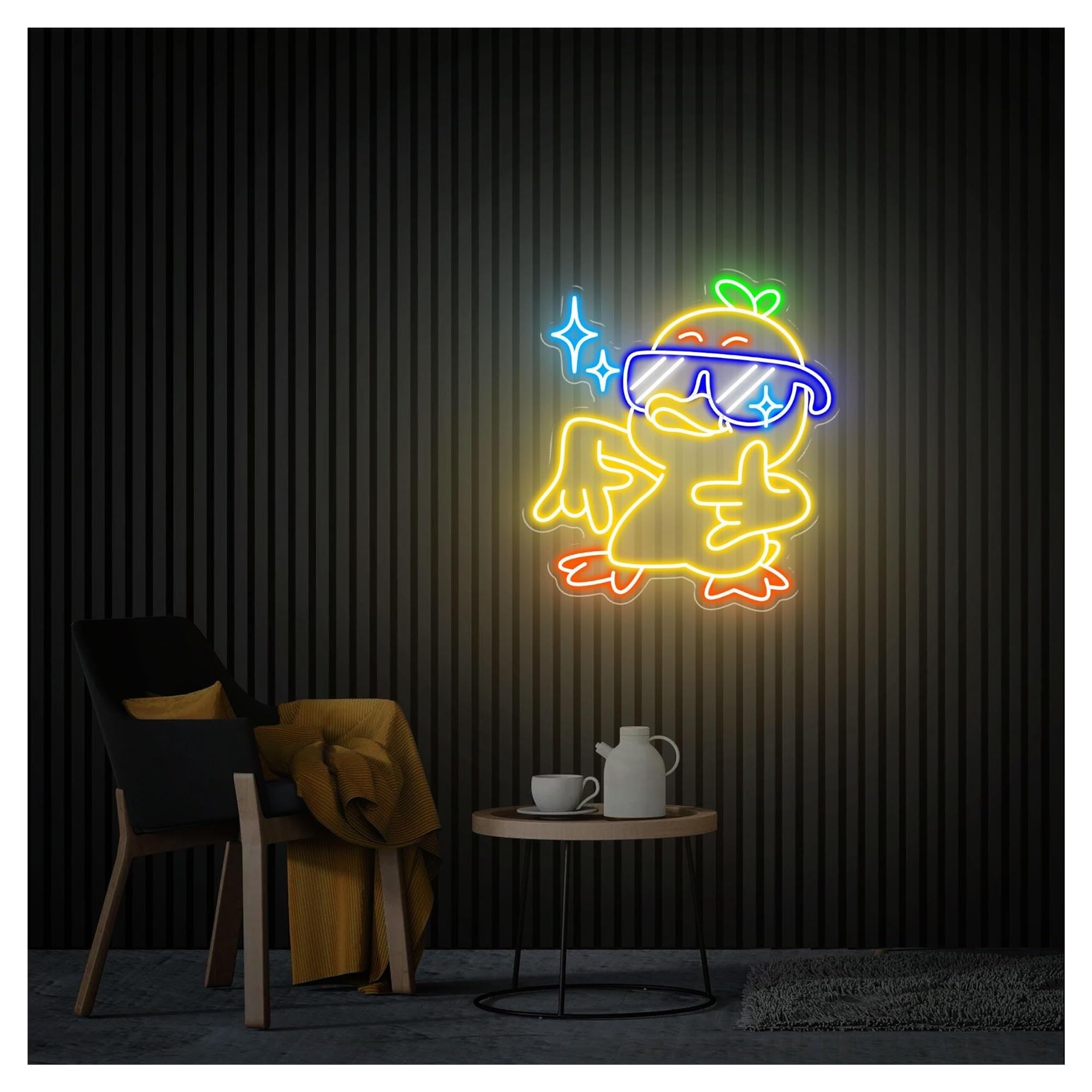 RONGCH Hanging Art Signs Rock Duck Neon Sign,Suitable for Bedroom Wall Decor with Dimmable 46cmx50cm(A)