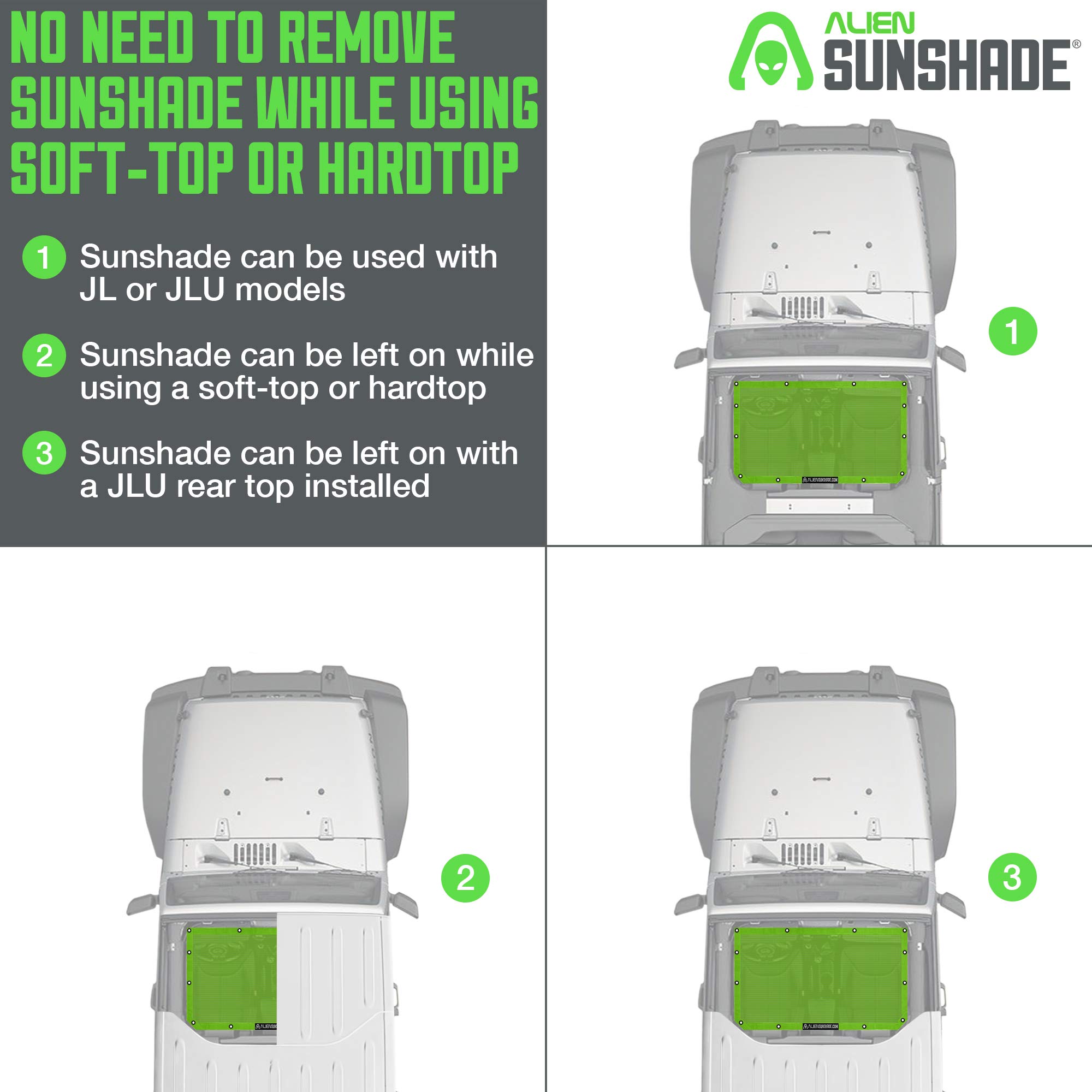 Alien Sunshade Jeep Wrangler JL & JLU (20182021) Front Mesh Sun