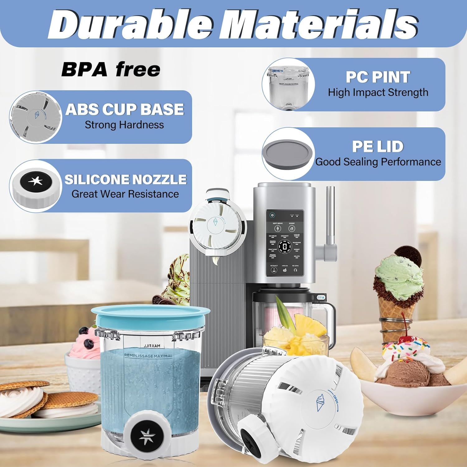 4 Pièces Pot Ninja Creamy Swirl,Couvercles Étanches,Compatible Ninja Creami Pot NC701EU NC700,Pot Ninja Creamy Deluxe,Sans BPA,Lavable Lave-vaisselle,Ninja Swirl by Creamy Set