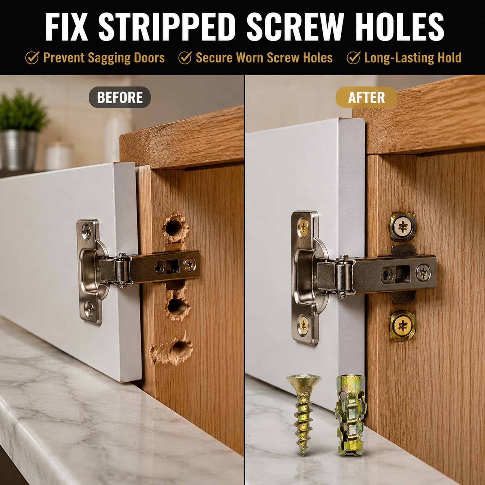 Hinge Repair Screw & Expansion Anchor, Short Expansion Screw Set