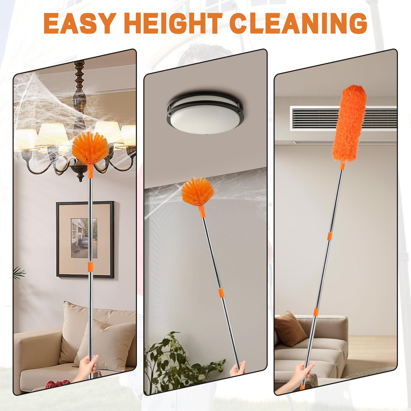 LALAGO Plumero Atrapapolvo, Kit de Limpieza de limpiaparabrisas 2 en 1, Plumero Telescopico Extensible de 1,5 a 4,5 m, Atrapapolvo Microfibra para Limpieza Techo,Ventiladores de Techo Alto (Set B)