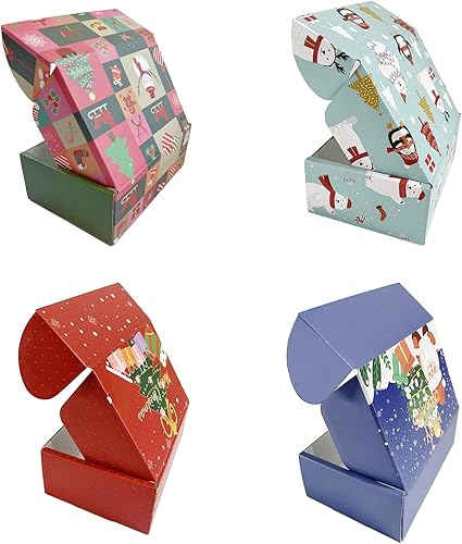 Miniatura 4 de QIANF - Paquete de 20 cajas de envío pequeñas de 6 x 4 x 2 pulgadas, cajas de regalo de Navidad con tapa, cajas de correo de cartón corrugado