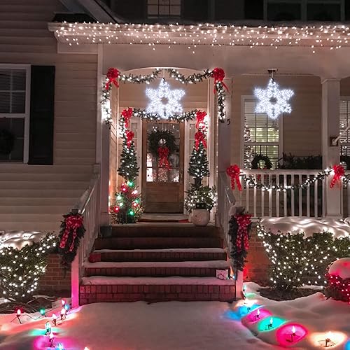 Miniatura 6 de Luces de escultura de copo de nieve de Navidad de 27 pulgadas, decoración de Navidad, luces de copo de nieve, luces colgantes de ventana, copo de