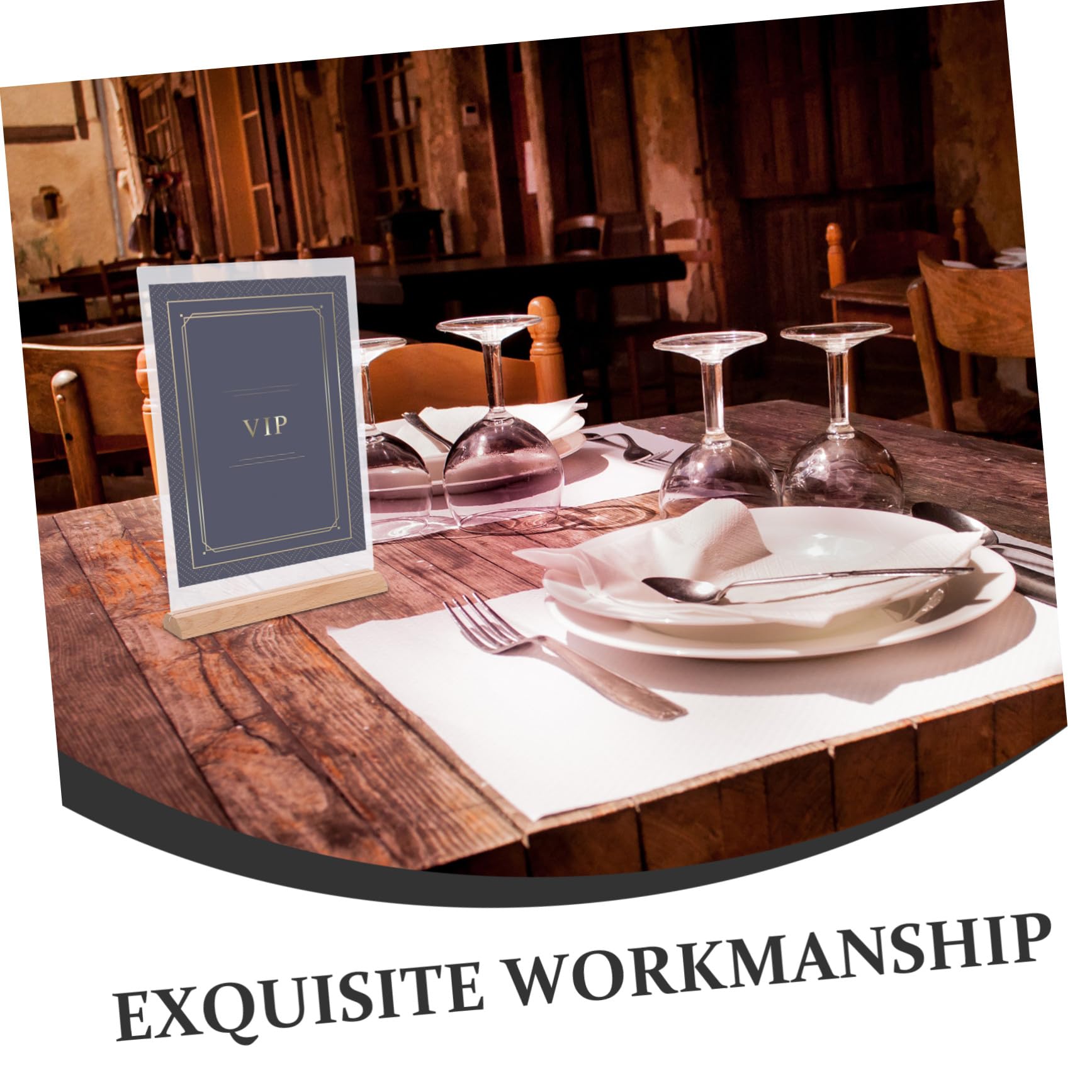 NUOBESTY 2 Szt. Przezroczysty Akrylowy Stojak Tabliczki z Podstawką z Drewna Dwustronny Wyświetlacz Menu Czytelny Stojak Biurko Do Biur Restauracji i Targów