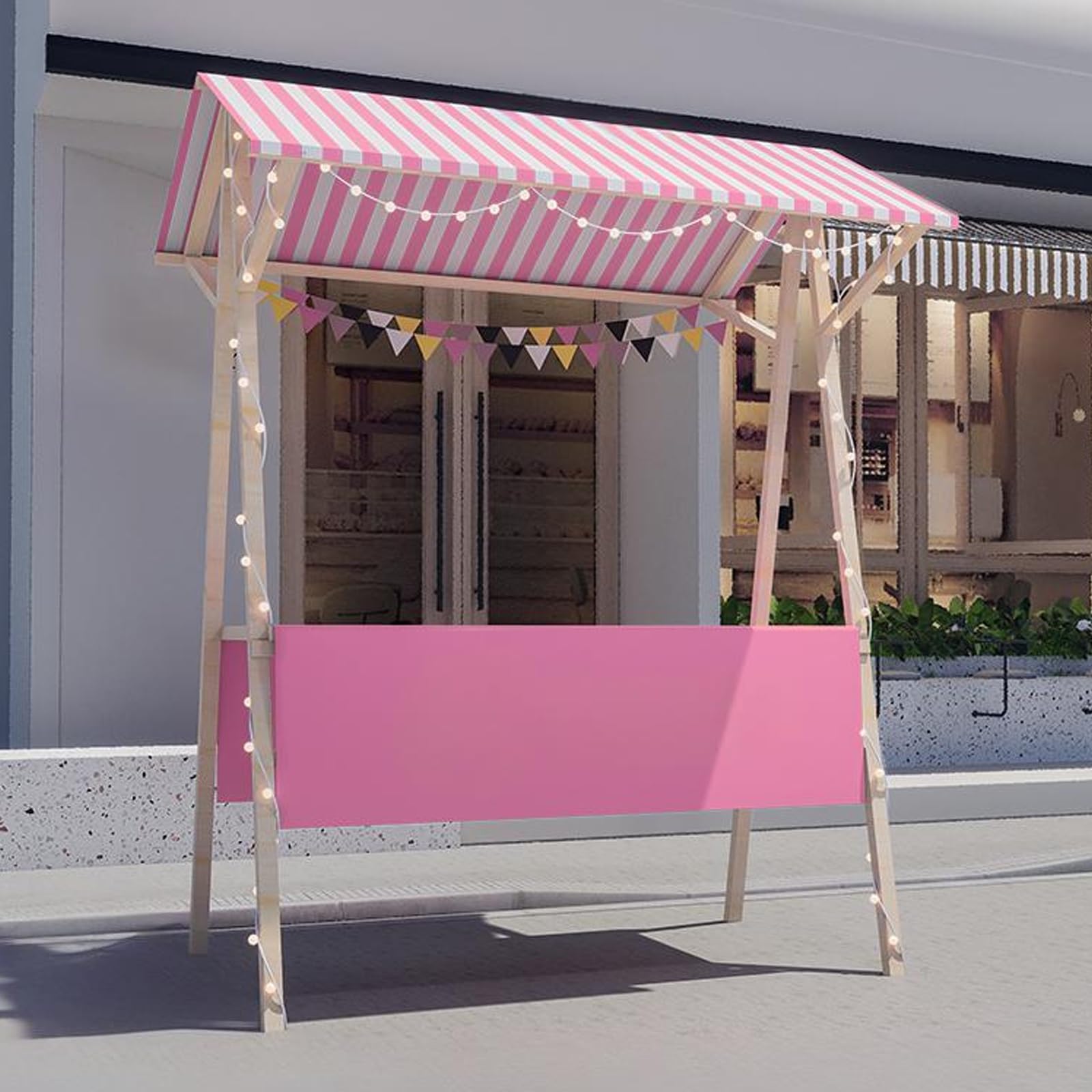 Chariot Bois Pliable Stand Portable Violet pour Vendeurs de Fleurs et Marchés