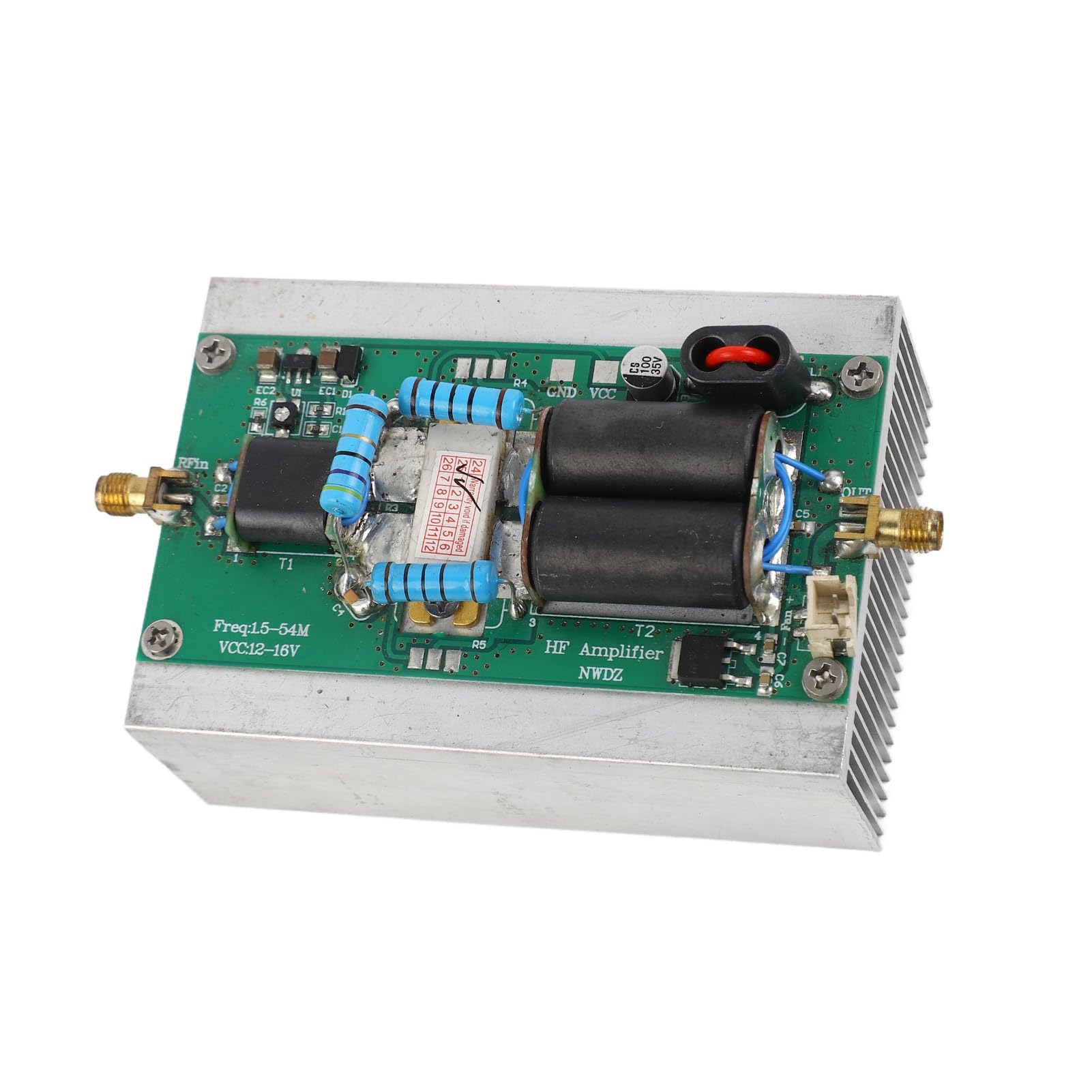 YWBL-WH Kurzwellen-Leistungsverstärker, 30 W HF-Linearverstärker mit Kühlkörper für Amateurfunk, SMA-Buchse, DC 12–16 V, 1,5–54 MHz