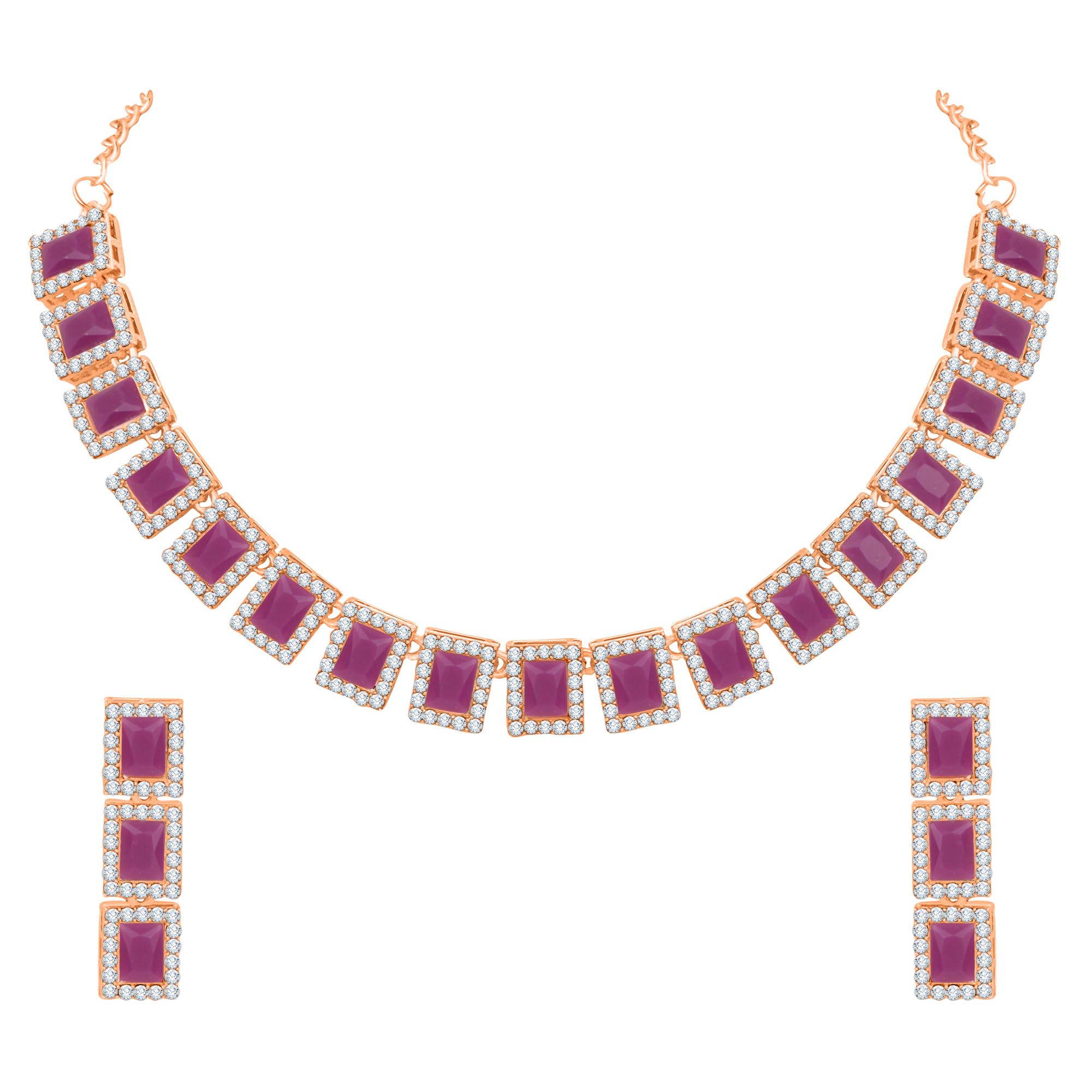 Atasi International Gold Plated Purple Crystal Necklace Jewellery Set For Women and Girls for Special Ocassional Wear Wedding, Parties, Festivals (DPU5852) (B0D8FTB82C) Amazon Price History, Amazon Price Tracker