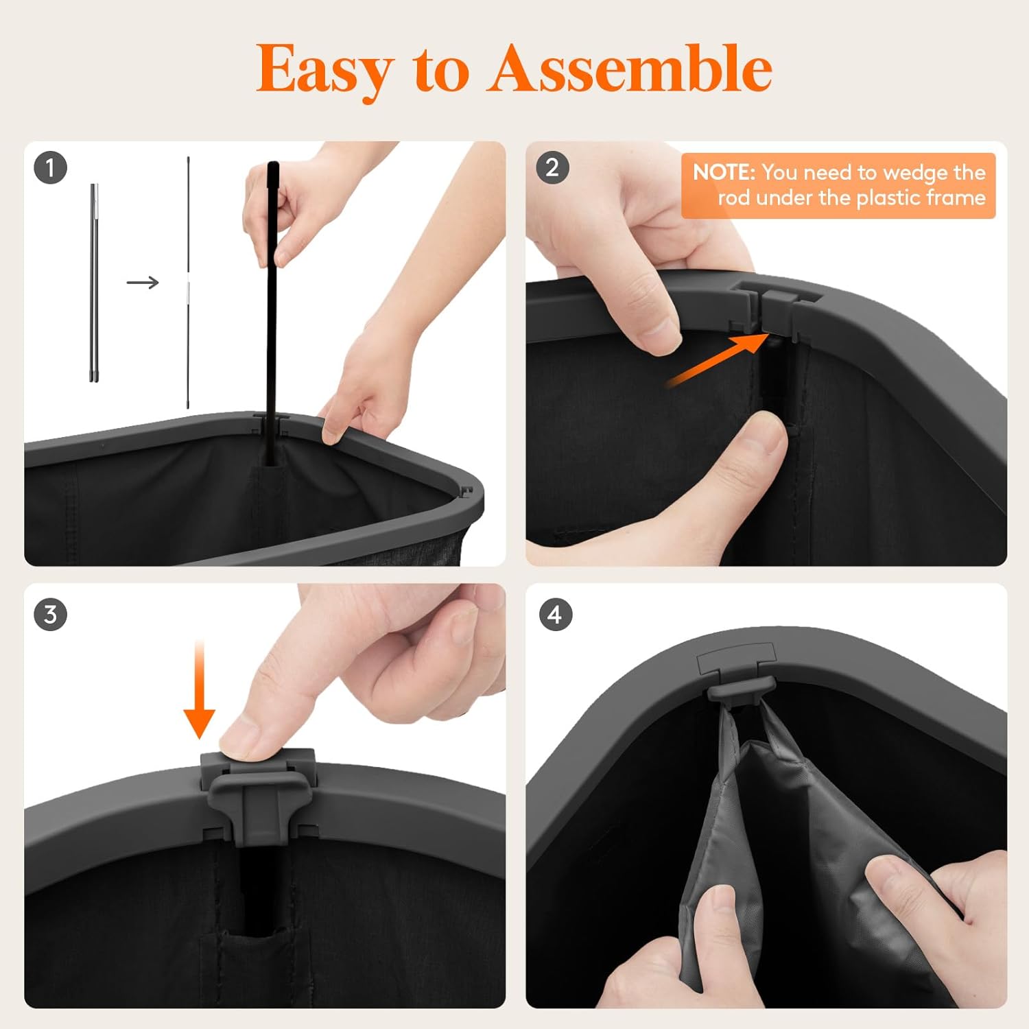 lifewit 85l large laundry basket with lid, laundry hamper with plastic handles and removable bag, foldable tall dirty clothes hampers for laundry for laundry room, bedroom, bathroom, dorm, dark gray 85l dark gray