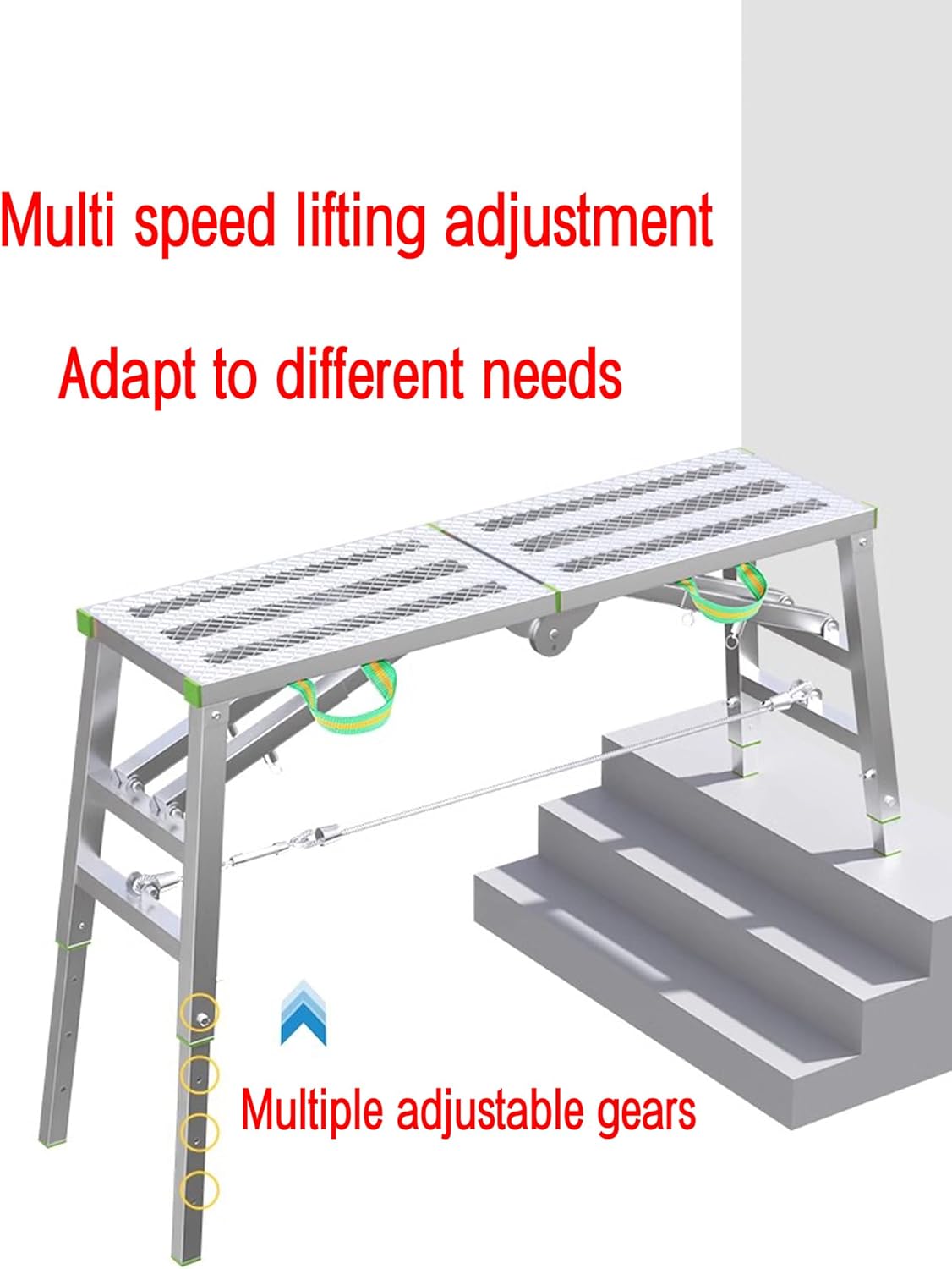 Portable Scaffolding Equipment, Heavy Duty Folding Ladder Stool Tower Work Platform with Non-Slip Feet for Car Washing Repair Painting