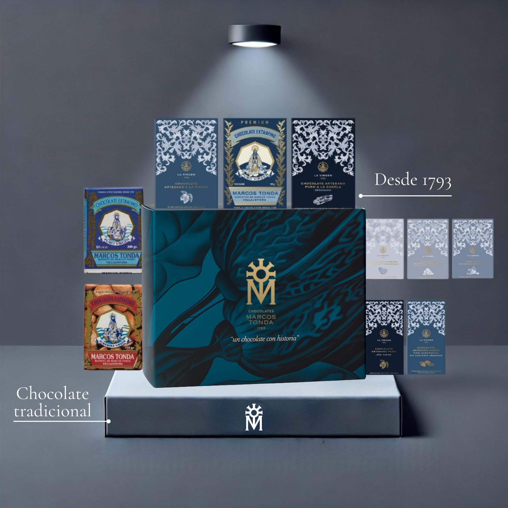 Chocolates Marcos Tonda - Lote La Virgen | Chocolates Originales Para Regalar | Caja Para Regalar Desde 1793 | Puro Artesano 100g y 200g | 10 Tabletas