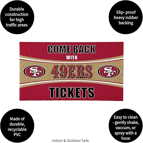 Miniatura 4 de Team Sports America NFL San Francisco 49ers  Entrada interior y exterior  28 x 16 pulgadas  Parte trasera antideslizante  Tapetes de bienvenida