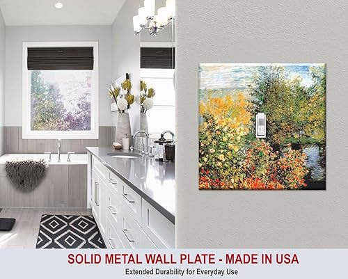 Vista 8 de Art Plates - Monet: Stiller Winkle - Placa decorativa de pared de metal con palanca de 1 banda - Cubierta de placa de interruptor de luz de una