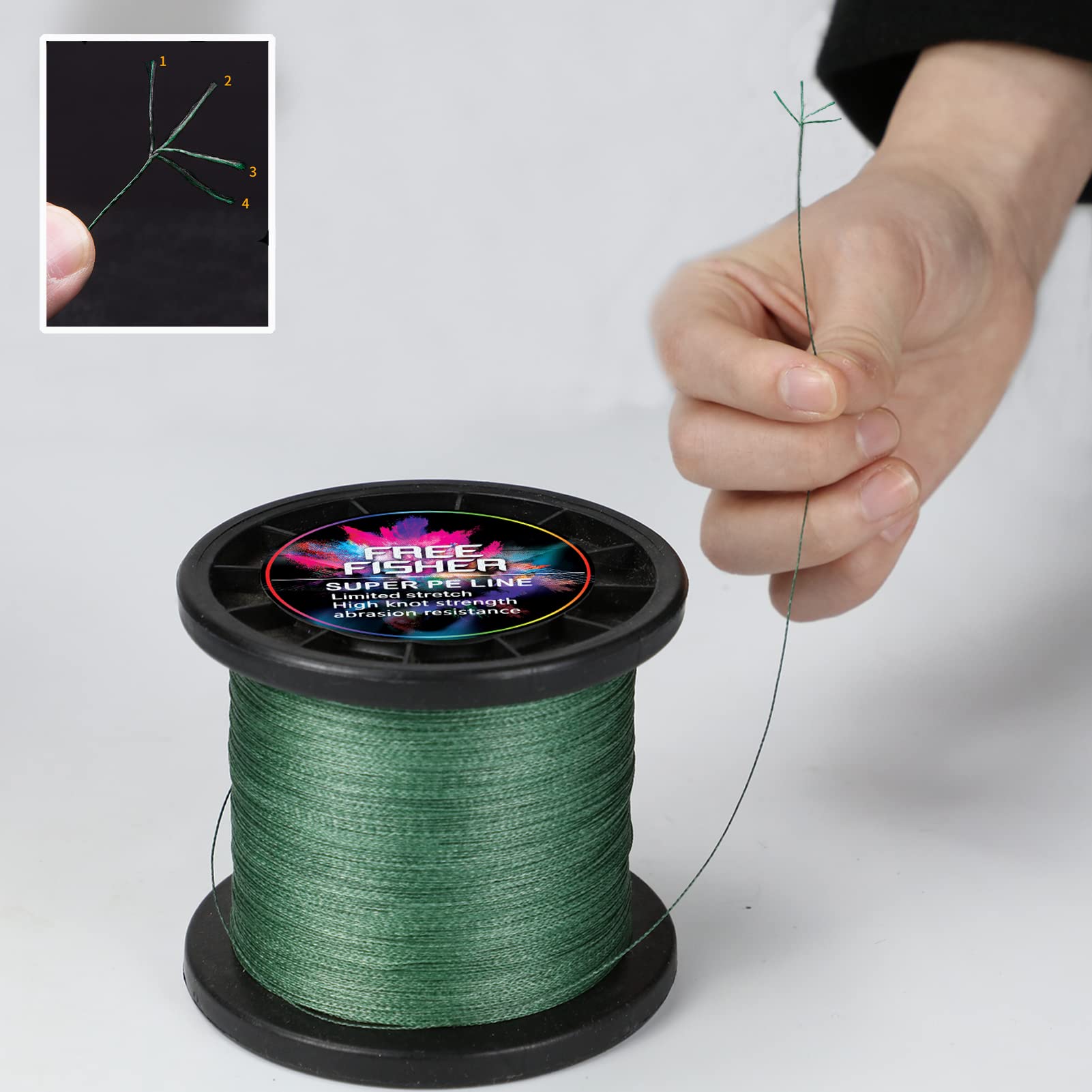 Hilo Trenzado Pesca 300m/1000m/2000m 4 Trenzados Resistentes Desgaste Suaves Hilos de Pesca PE Fuerte Tensión Línea Mar Pesca Línea 4.5-45kg, Verde Militar (1000m), 10# (0.55mm/45kg)