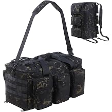 55L Tactical Military Duffle Bag with Compartments and Straps for Men, Large Size Sports Gym Duffel Bag for Weekender Travel Camping, Small - Camo 1, L, Military Style