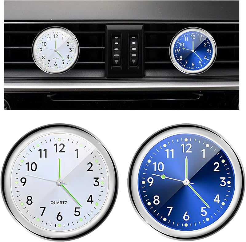 Relógio automotivo de painel Rdxcv com iluminação fotoluminescente – 2 unidades azul e branco