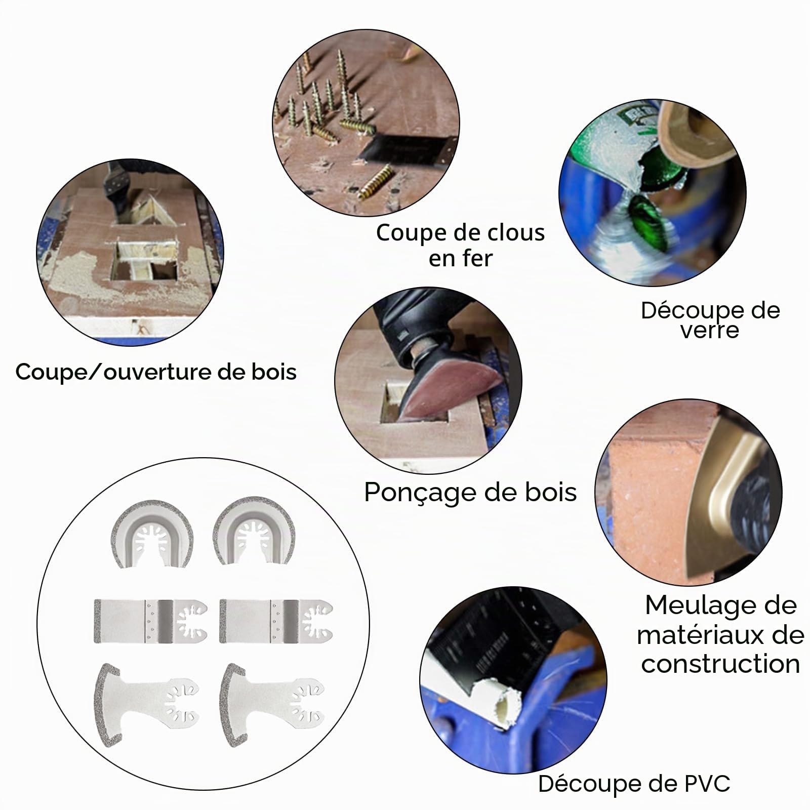 NIYATA Lot de 6 lames diamantées pour outil multifonction, lame oscillante pour outil multifonction de retrait de coulis, lame de retrait de coulis diamantée, lame multifonction pour maçonnerie pour