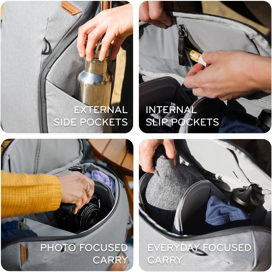 Peak Design Everyday Backpack Zip 20L, Kelp, 270-Degree Zip, Dual Side Pockets, FlexFold Dividers, Fits 15" Laptop, For Camera Carry, Daily Commutes or Travel, Versatile Backpack for Men and Women - Image 4