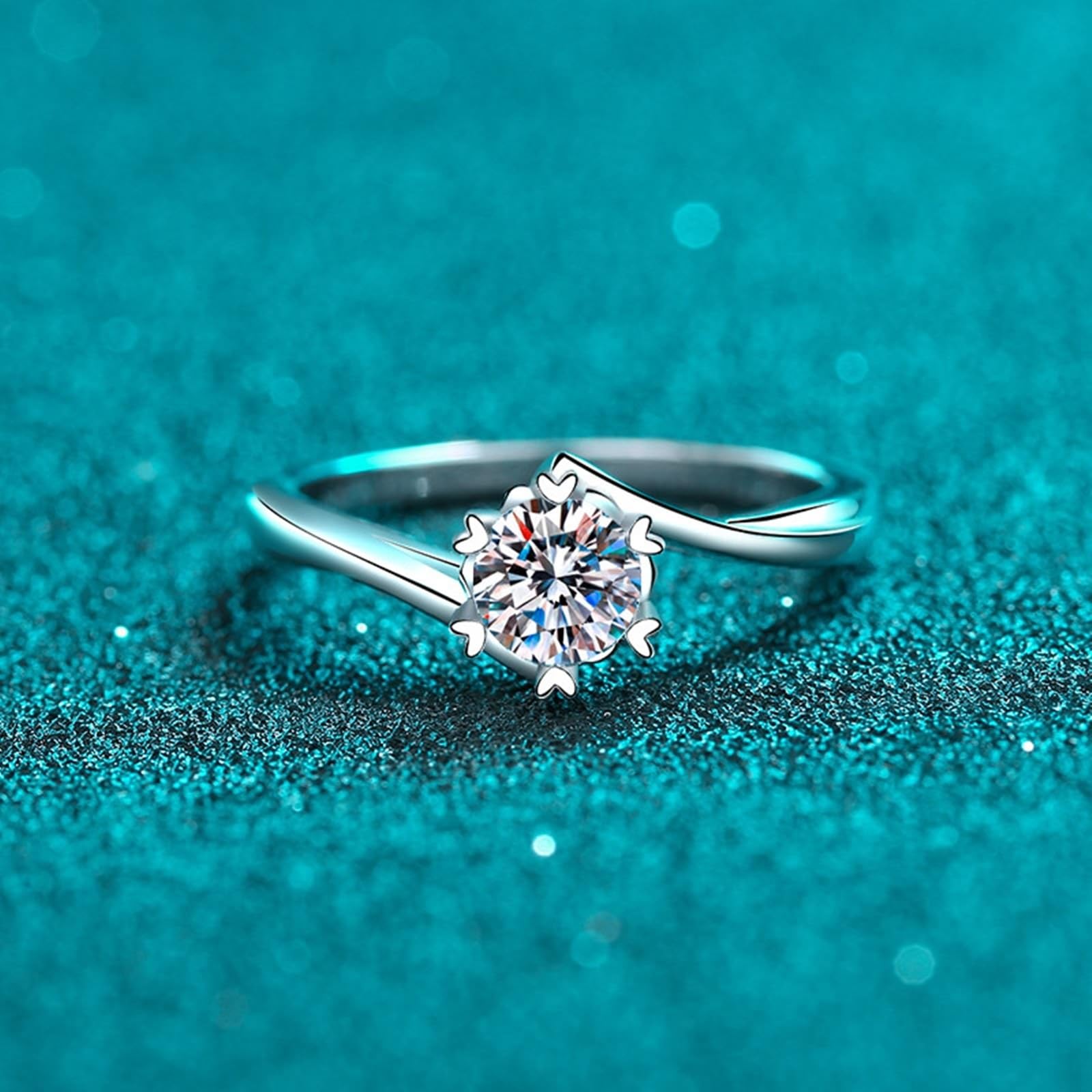 Silber Ringe 925 Frauen, Hochzeitsringe Schneeflocke Moissanit Geschenkring für Freundin
