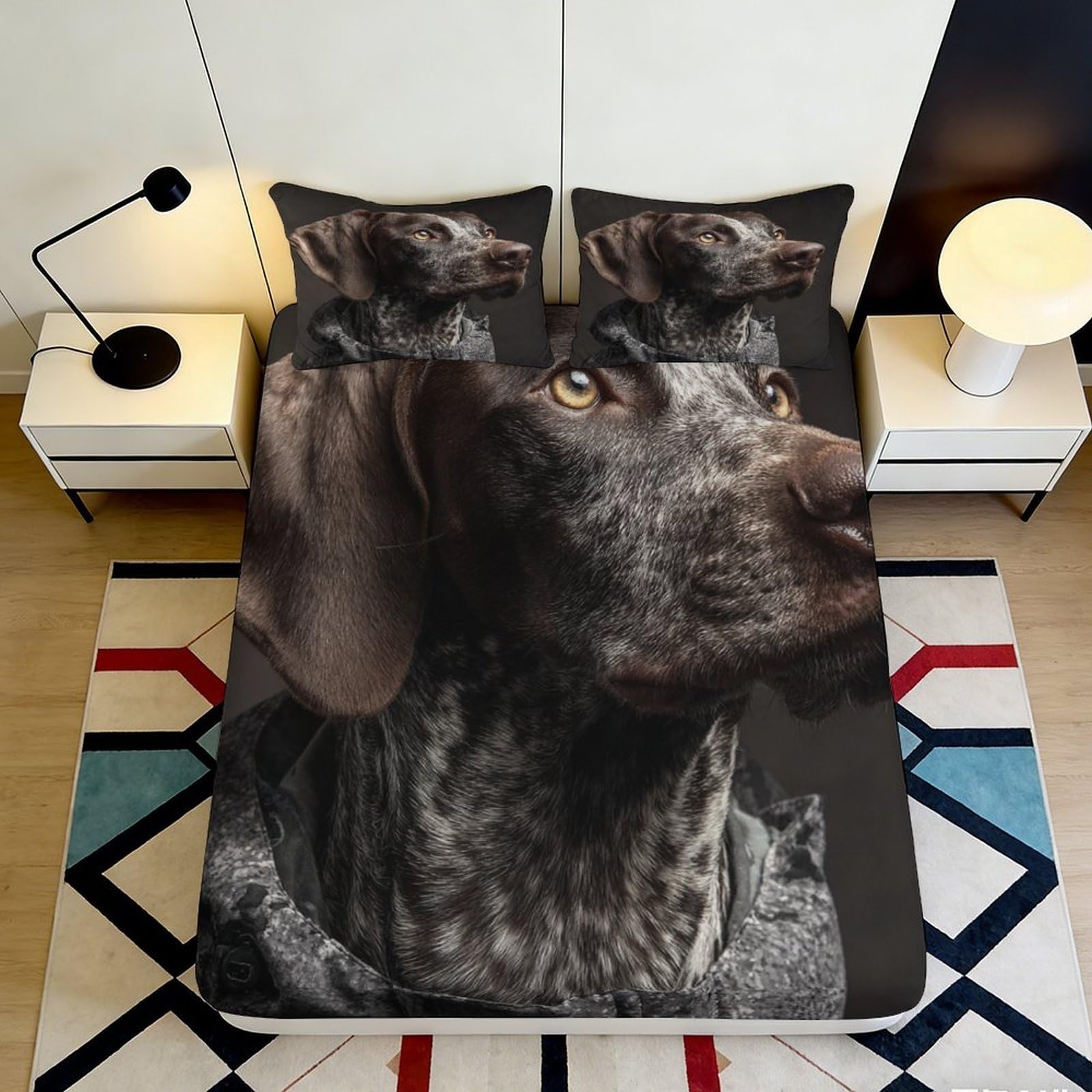 Kzqnxhjprl Style-4 3D Printed Brown Dog Portrait Fitted Sheet Microfiber Soft Bed Cover For Bedroom Guest Room Mattress Protection 90X200x25cm