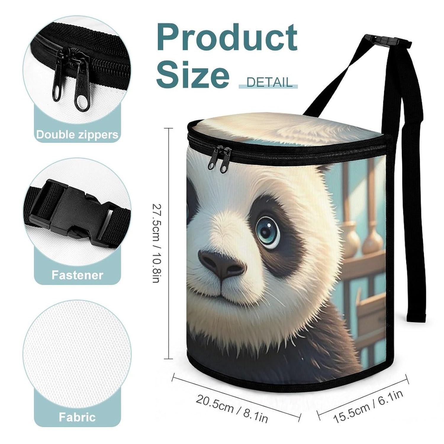 Hanging Car Trash Bag Protable Trash Can Anime Panda Face Waterproof Garbage Bin for Car