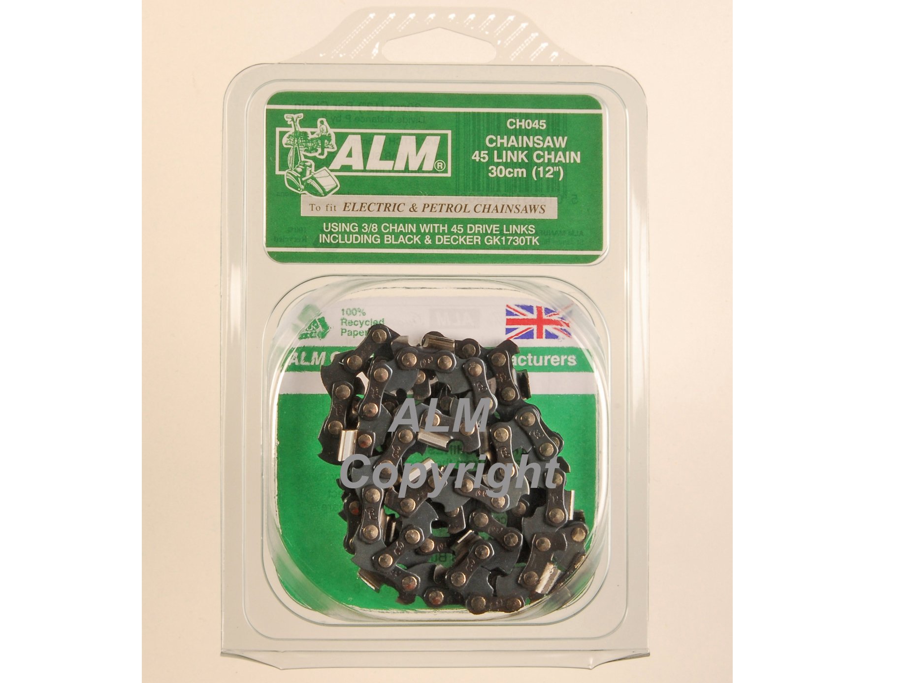 ALM Manufacturing CH045 3/8 cala x 45 ogniw łańcuch do piły łańcuchowej pasuje do prętów 30 cm