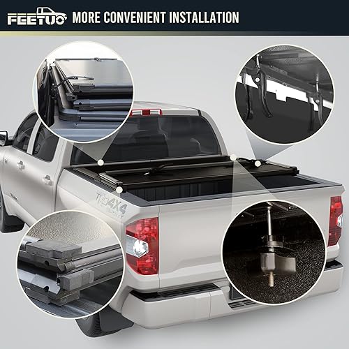 Miniatura 5 de FRP - Cubierta rígida de triple pliegue para Tundra 2007-2021 (excepto Trail Edition) 5.5 pies66.7 pulgadas  para modelos con o sin el sistema de