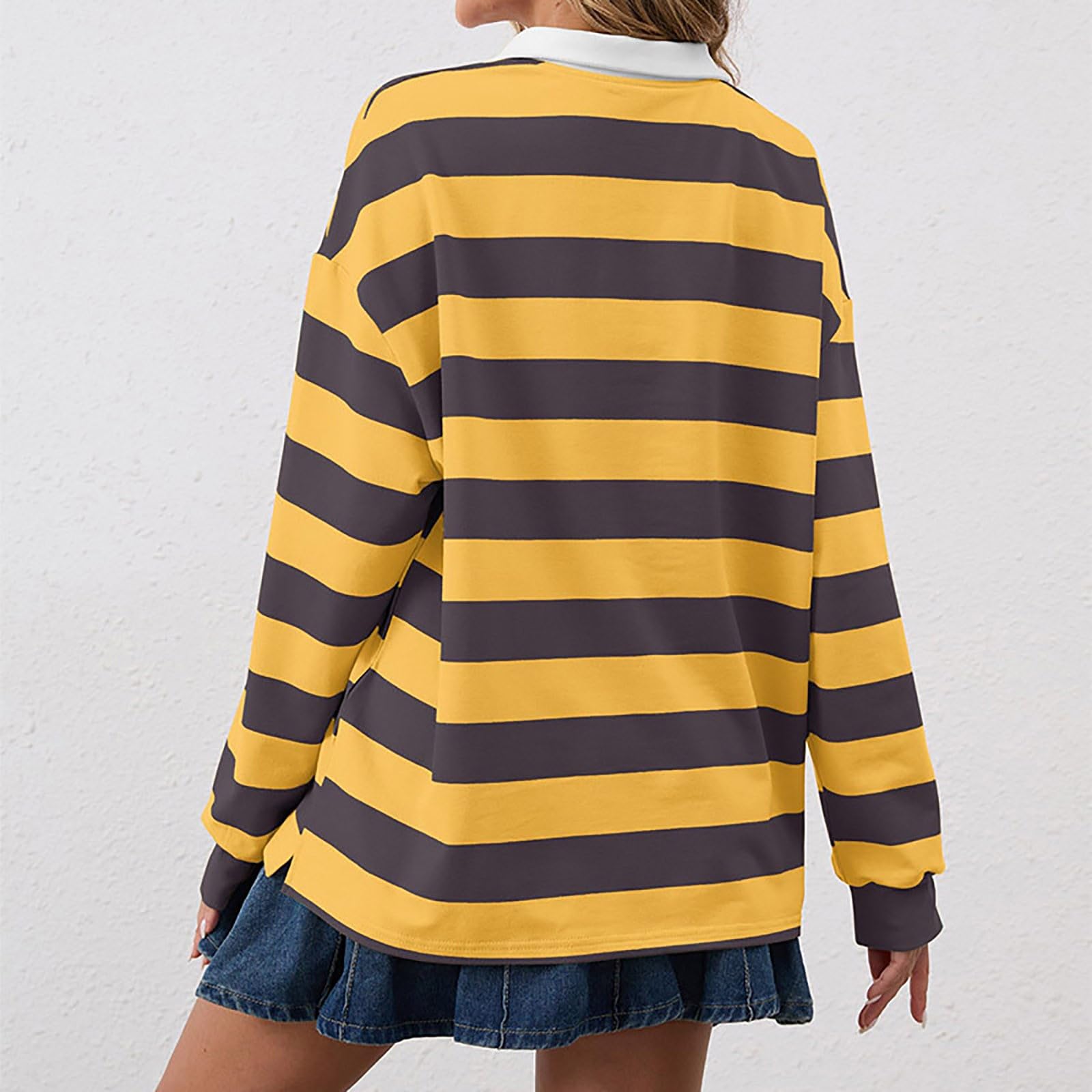 T Shirt Manche Longue Femme Long Sleeve Rugby Collared Pullover Tops Loose Fit Chemisier Tee Chemise Mousseline Coton Vert Lot Tshirt Col V Blouse Brillante Ladies Sparkly Christmas Haut
