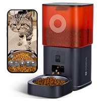 Distributore Automatico Cibo Gatti con Telecamera HD, Dispenser 6L WiFi 2.4G con App