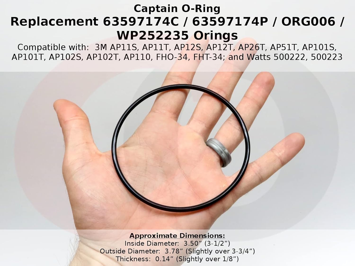 Black Rubber Replacement O-Rings for Water Filters, 3-Pack