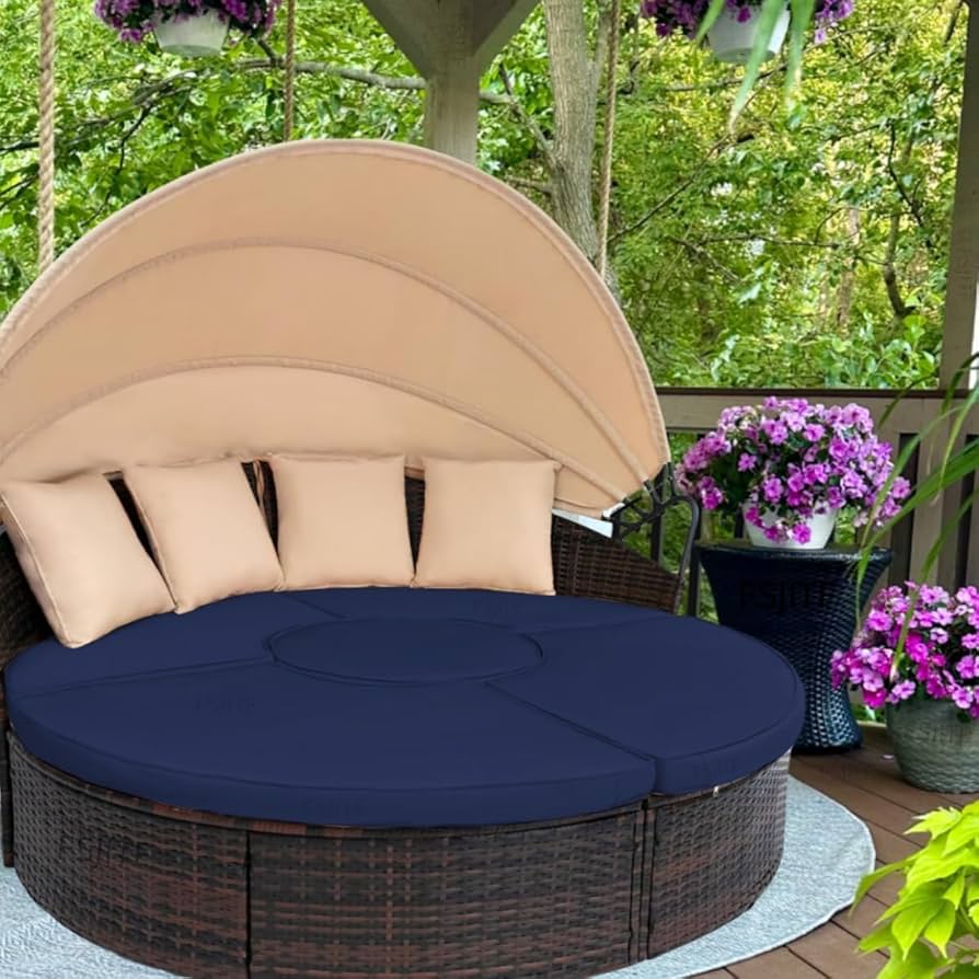 Outdoor Round Daybed Cover With Drawstring
