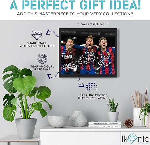 Miniatura 3 de Ikonic Fotohaus Lionel Messi Neymar Jr Luis Suárez con foto firmada y autógrafo, arte de pared para decoración del hogar