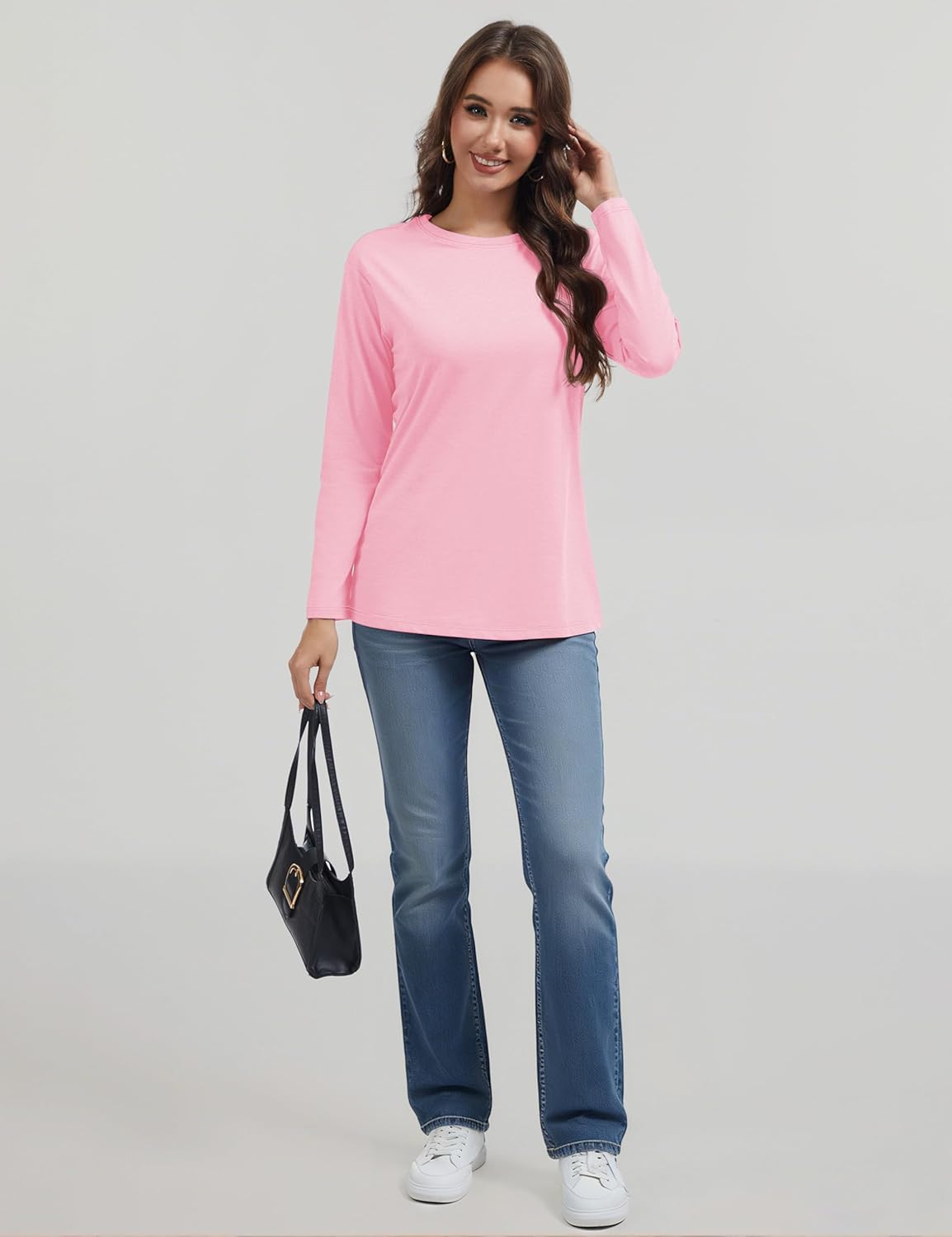 YUCOLEN Long Sleeve Shirts for Women Crewneck Drop Shoulder Basic Plain Spring 2026 Shirt - Image 6