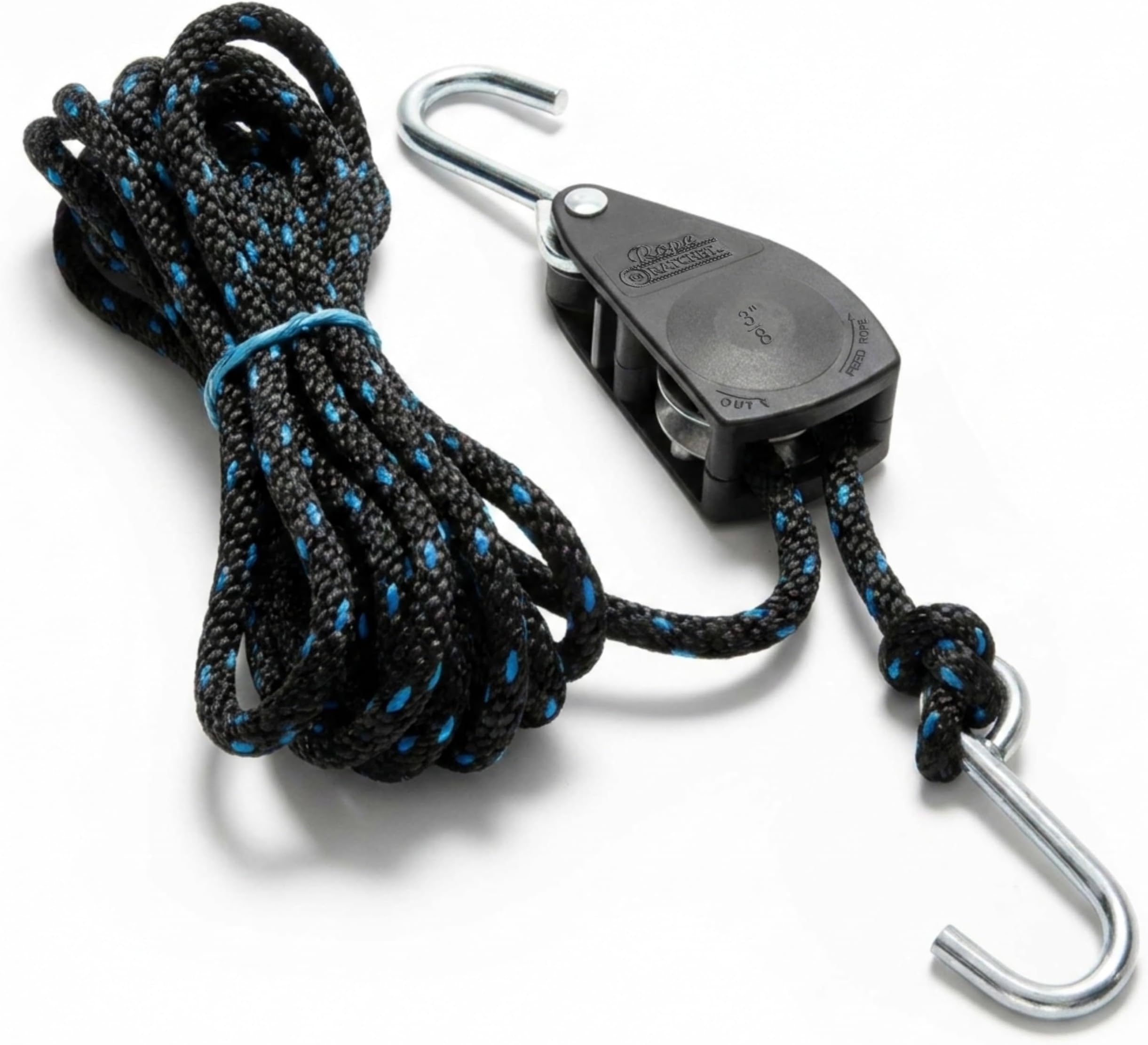 Rope Ratchet 3/8" Block and Tackle Pulley Hoist - Overhead Lifting