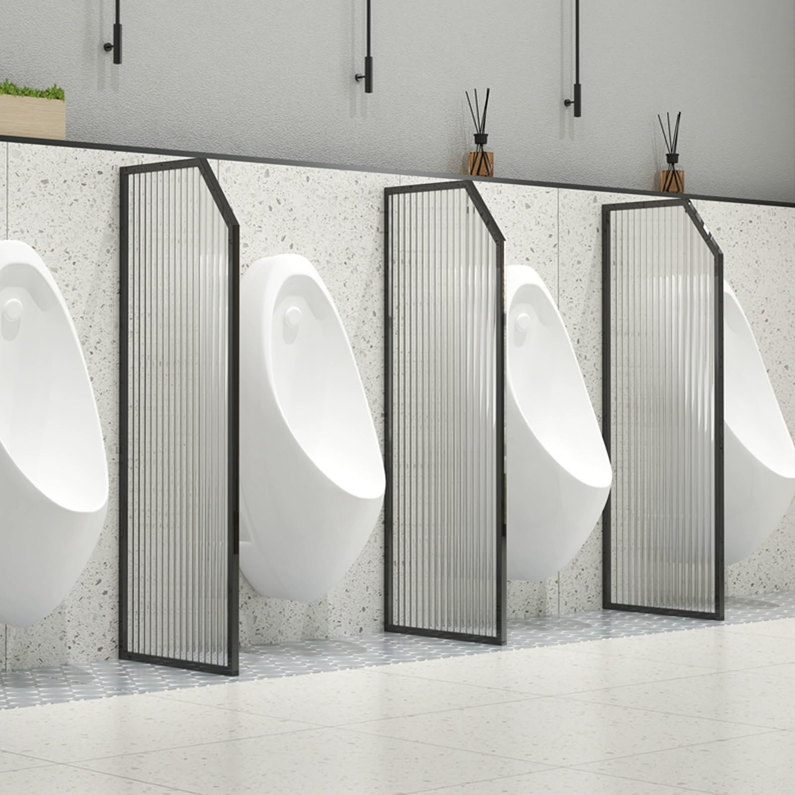 Cloison urinoir verre translucide occultant et hygiénique pour toilettes