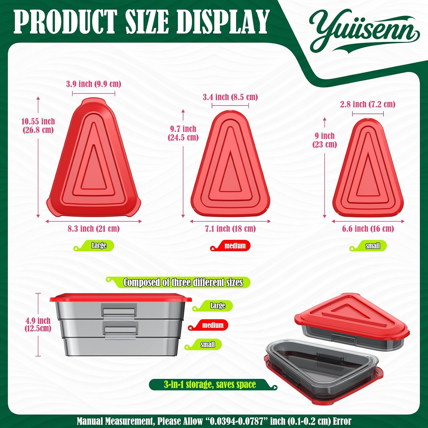 Pizza Storage Container, Expandable Pizza Slice Box, Upgrade, 3 Lids