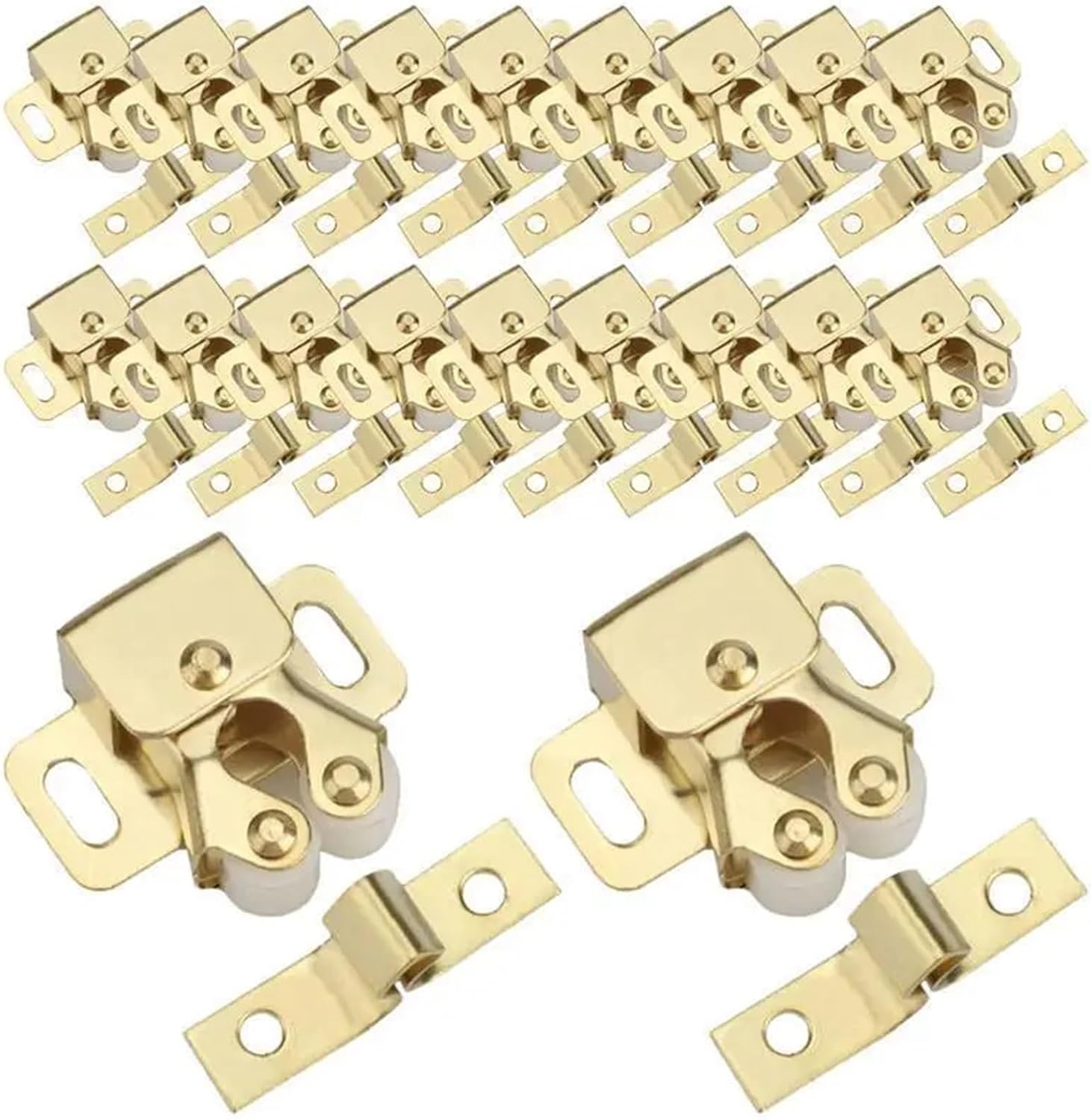 Cabinet Door Clamp with Double Roller Dpring Locking Buckle with Screws 20pcs(Golden)