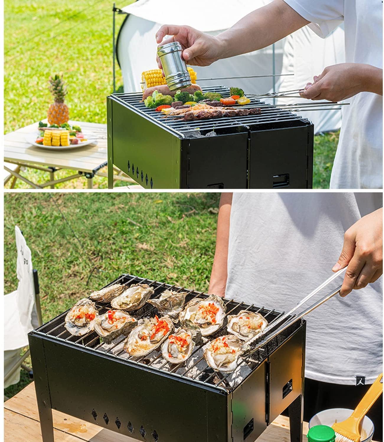 Grill Ogrodowy Przenośny Na Węgiel Drzewny, Stal Nierdzewna, Mały Stół Do Biwakowania, Piknikowania, Patio, Gotowania W Ogrodzie