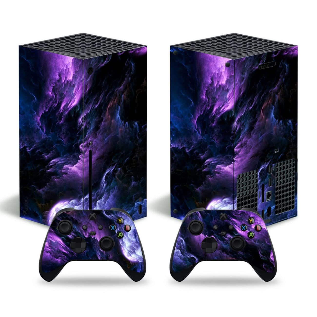 DOMILINA Xbox Series X Skin Stickers, Full Body Vinyl Decal Cover for Microsoft Xbox Series X Console & Controllers - Purple Cloud