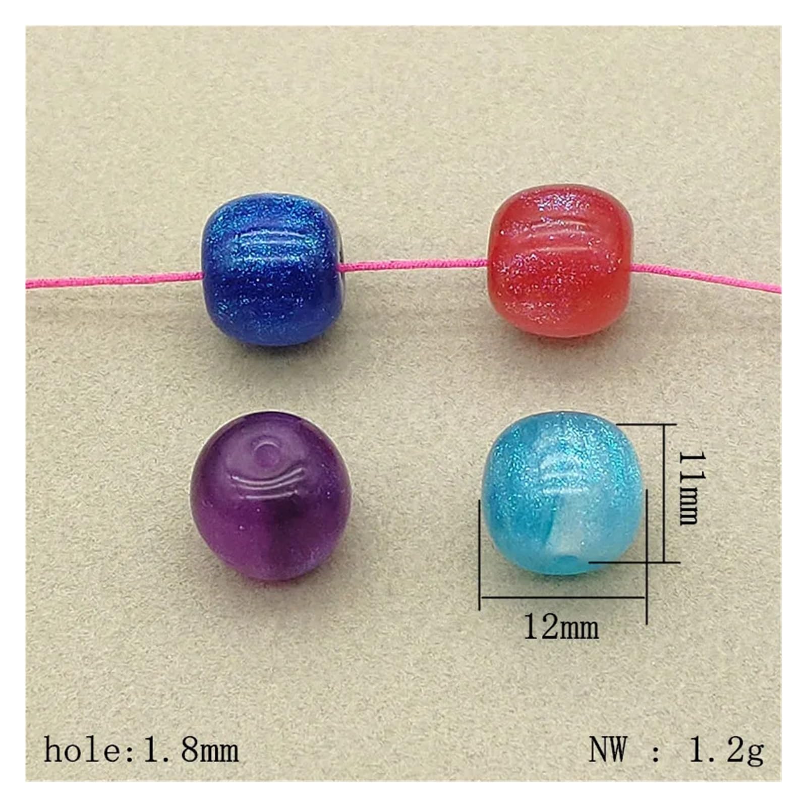 500 cuentas cilíndricas de resina con efecto polvo de 12 x 11 mm for pendientes y collares hechos a mano. Accesorios y componentes de joyería.(Light pink)