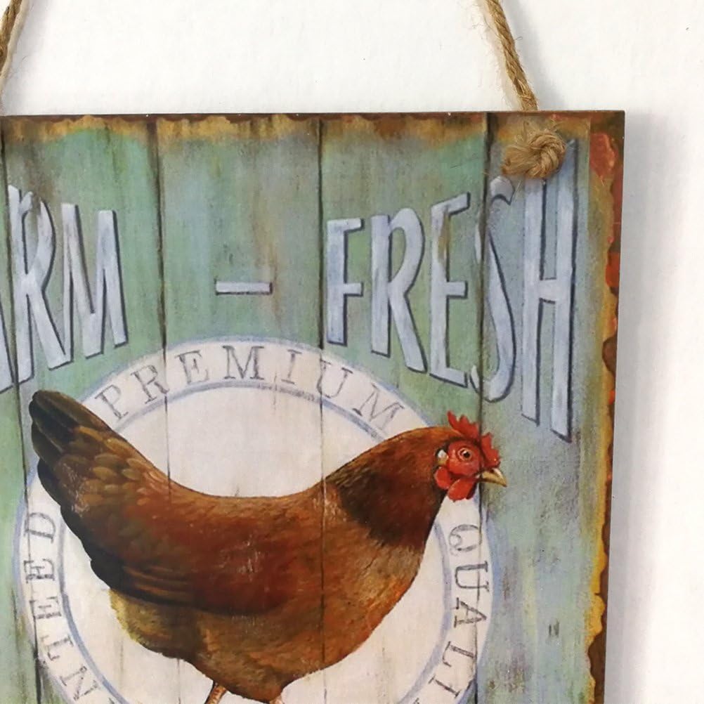VORCOOL Fresh Eggs Sign Plaque Wooden Retro Vintage Shabby Chic Sign Country Home Decor Farmhouse Rustic Sign - Image 5