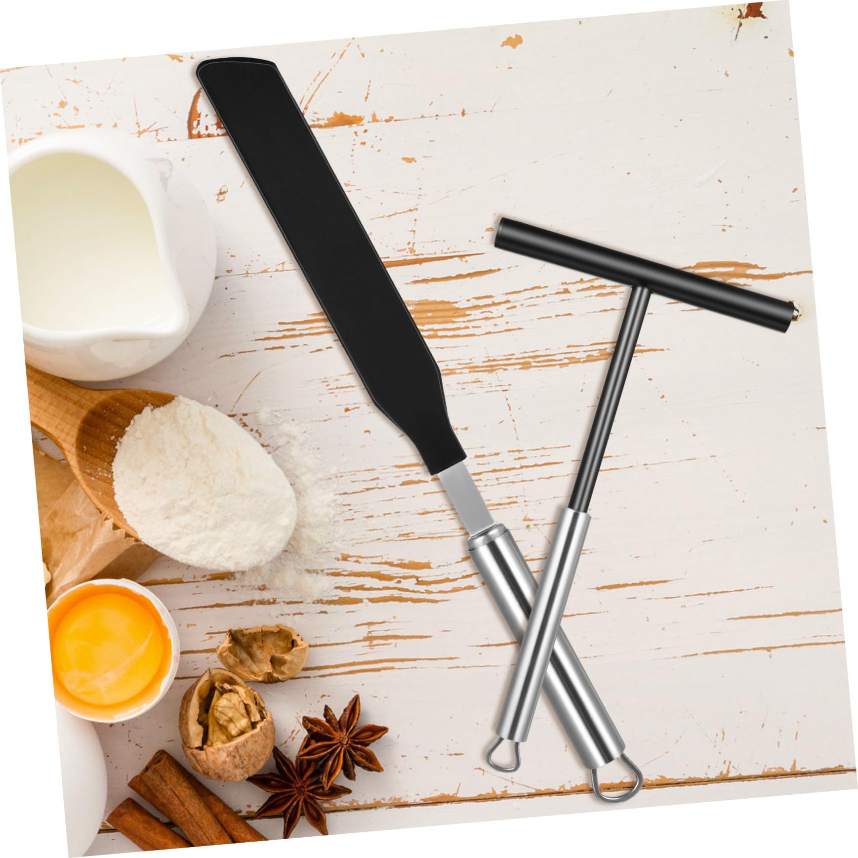 TOYANDONA Espátulas de Acero Inoxidable para Crema y Pancakes Rascador para Tartas y Crepes Herramientas de Repostería Duraderas y Seguras para Hornear