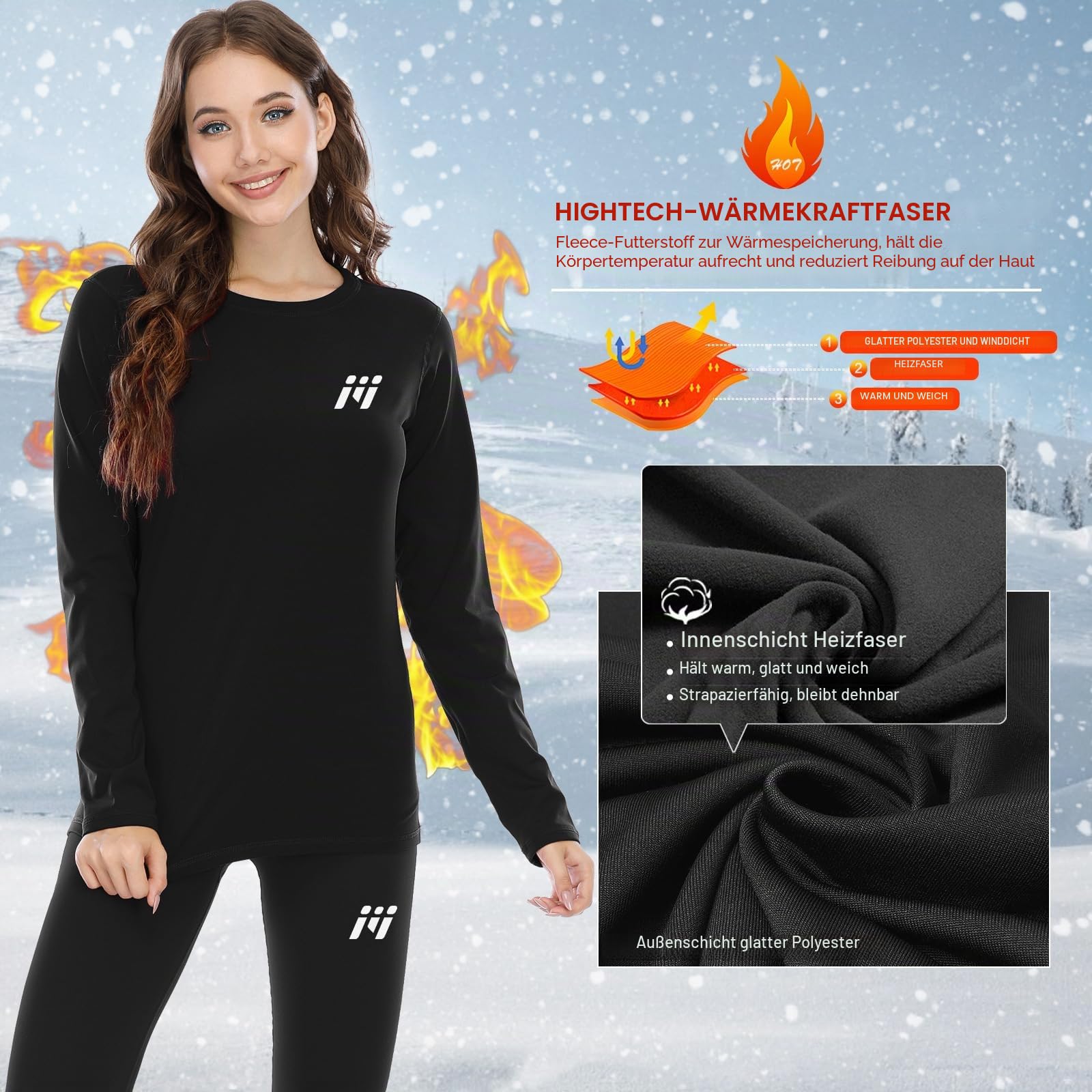 MEETWEE Thermounterwäsche Funktionsunterwäsche Damen, Skiunterwäsche Winter Set Atmungsaktiv Lange Thermo Unterwäsche Tops Thermowäsche Unterhemd